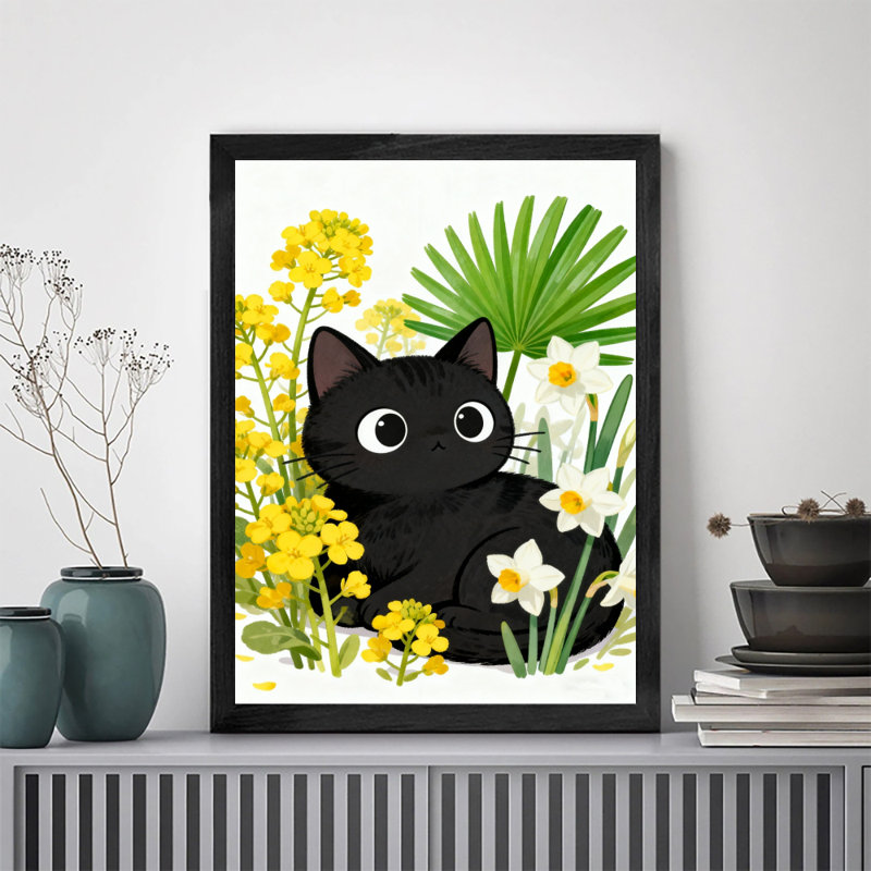 Reproduction d'art encadré noir rétro, H 17 po x l 13 po