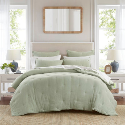 Ensemble de courtepointe brodée en coton 3 pièces