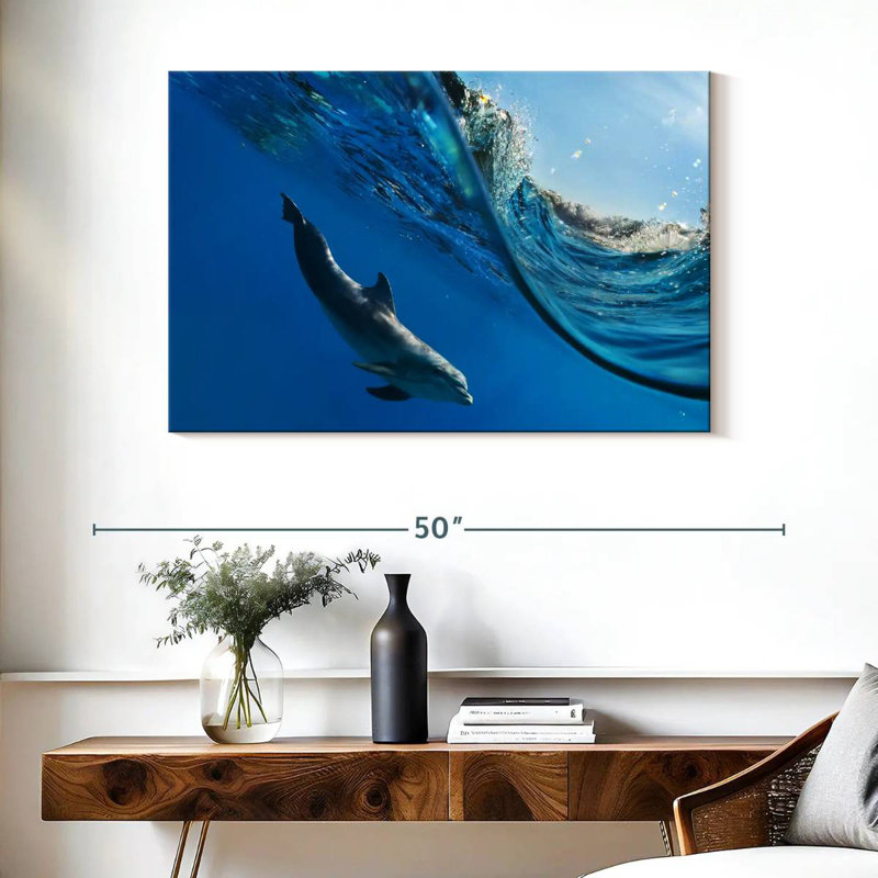 Dolphin Under The Wave, 26" H x 39" W