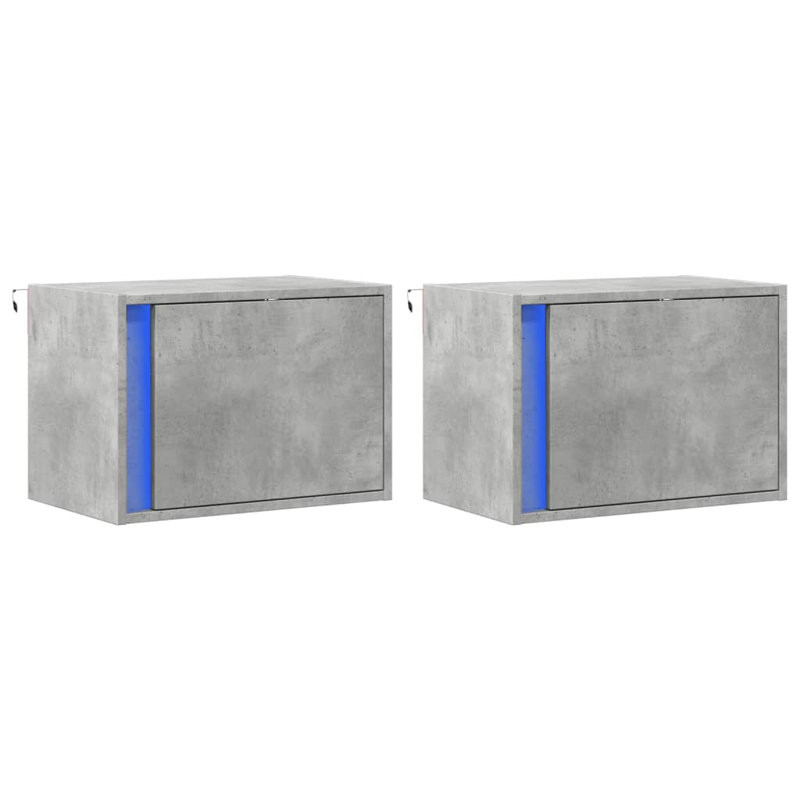 Dawane 50cm W Manufactured Wood Bedside Table, Concrete Grey