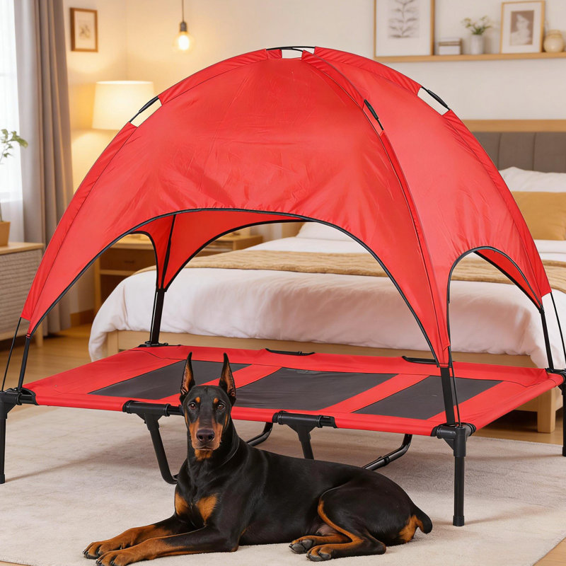 Lit surélevé pour chien avec auvent, structure légère et respirante, pour auvent pour chien Canine Friends - lit de bébé amélioré, filet, formats portables