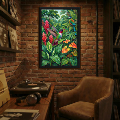 Animals Tropical Birds And Vibrant Flowers
