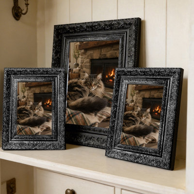 Black 3 PCS 5" x 7" Everyday Picture Frame with Horizontal or Vertical Display