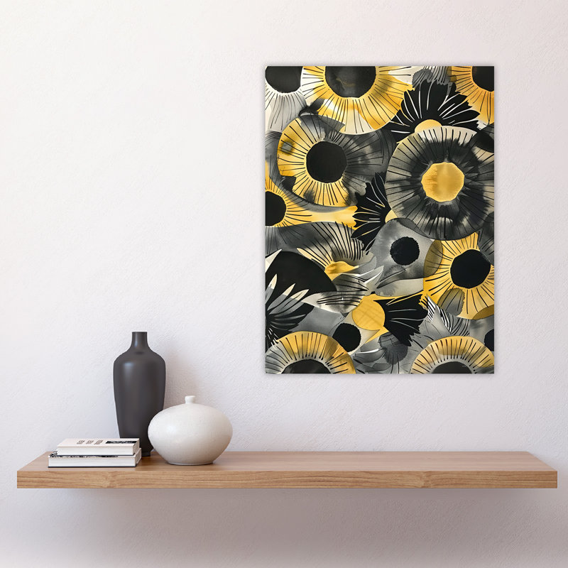 Abstract Yellow Sunflowers Watercolour Wall Art Print