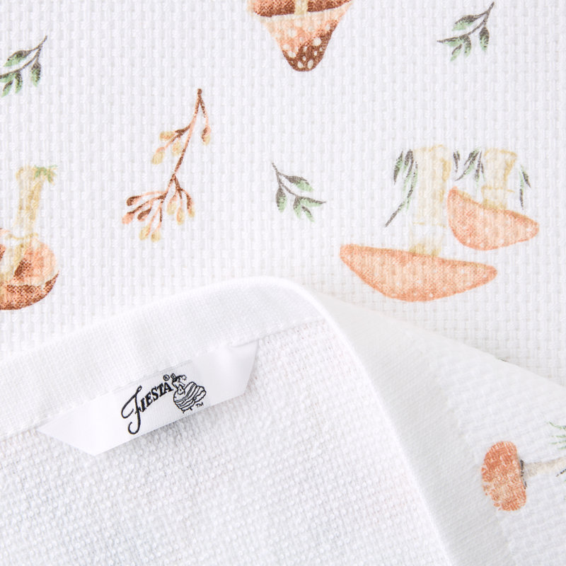 FIESTA Mushrooms Kitchen Towel 2-Pack Set, Mushroom Cream, 16"x28"