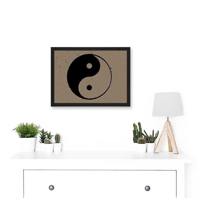 Taoist Philosophy Yin Yang Black White 1 Piece Single Picture Frame Wall Art, 9.21''W x 12.72''H