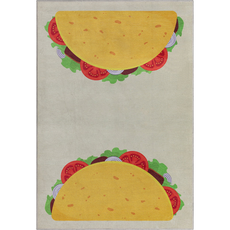 Tapis jaune Kehr Double Taco Novelty, Rectangle 2 pi x 3 pi