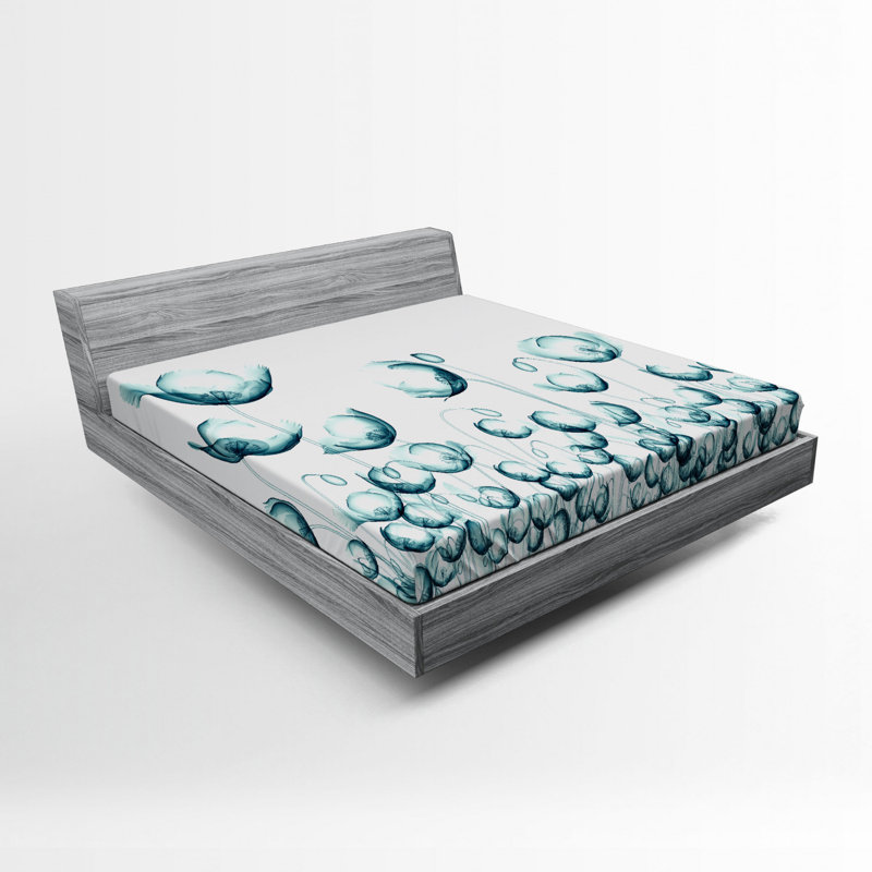 Microfiber Floral Fitted Sheet, Twin Fitted Sheet