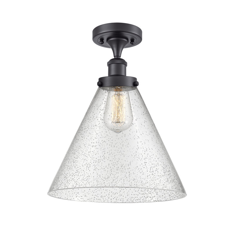 Plafonnier semi-encastré 1 lumière Alvonia, Ampoule non incluse, H 13 po x l 12 po x P 12 po, Noir mat
