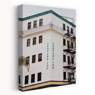 Contemporary Art Modern Retro Vintage Palm Tree Architecture Coastal Wall Art 1 Piece Wrapped Canvas Wall Art