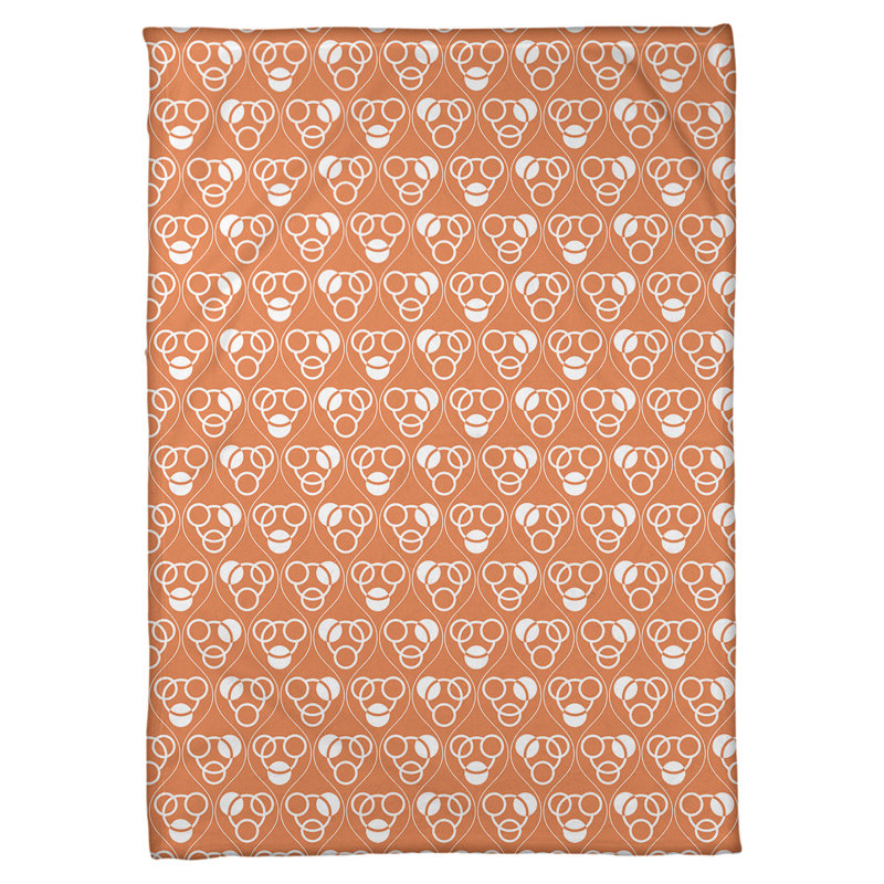 Couverture polaire à cercles classiques, l 60 po x L 80 po, Orange / blanc
