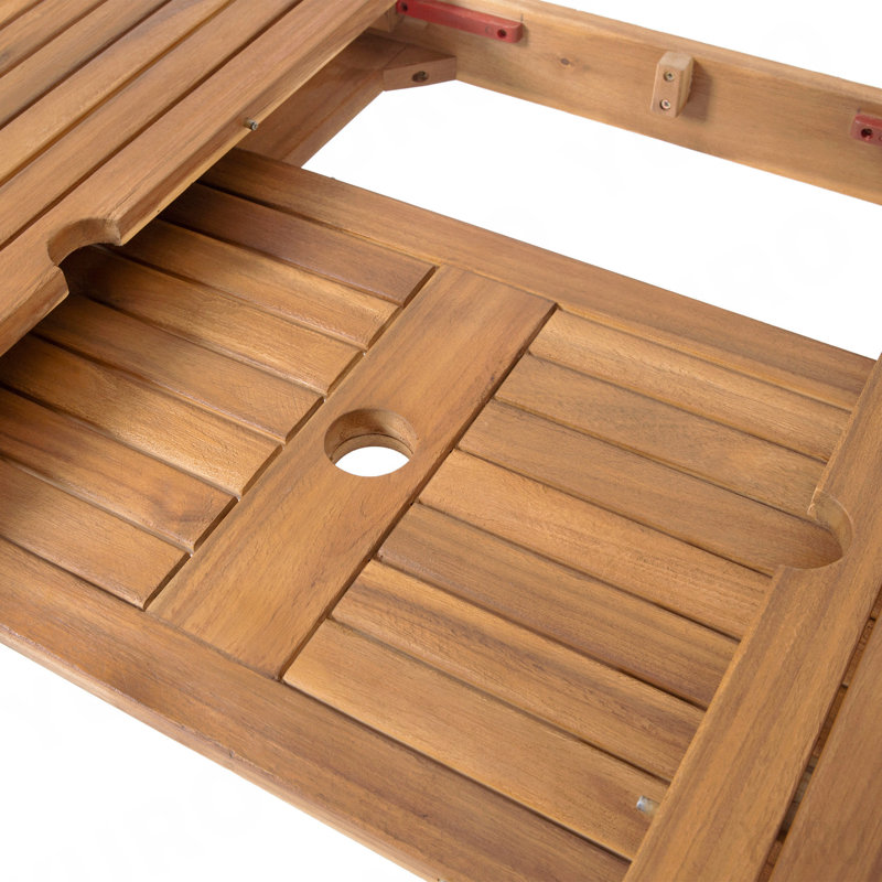 Table de salle à manger d'extérieur extensible en bois d'acacia, naturel
