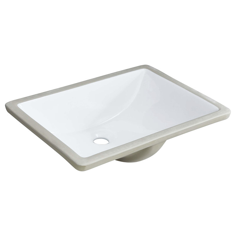 Lavabo en céramique - blanc rectangulaire, trop-plein, insonorisant, résistant à la chaleur, aux taches et aux égratignures, sans trous de robinet, évier rectangulaire blanc, rouille, dévoilé