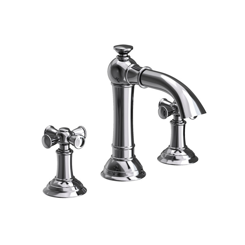 Aylesbury Widespread Bathroom Faucet with Drain Assembly, Midnight Chrome