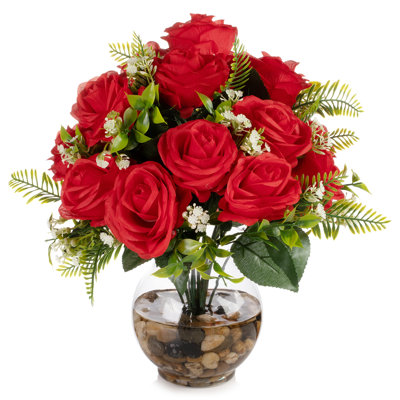 Silk Roses Arrangement in Vase