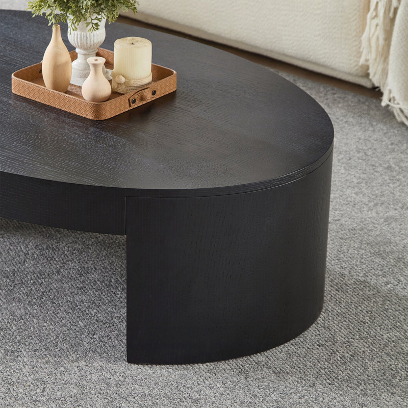 Table basse moderne ovale de luxe pour salon, H 13,77 po x l 47,24 po x P 31,49 po, Noir
