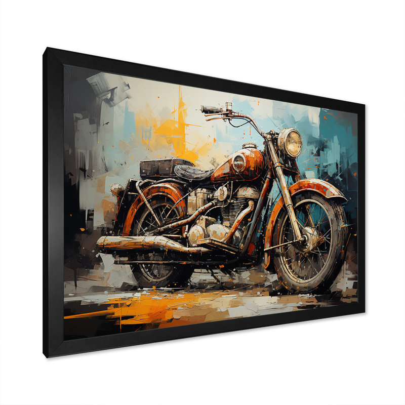 Rustic Motocyle Odyssey, H 12 po x l 20 po x P 1 po, Cadre simple noir