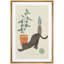 Chat noir rétro avec plantes, formes d'animaux, style Mid-Century, minimaliste, chic et coloré-102488302-102488305