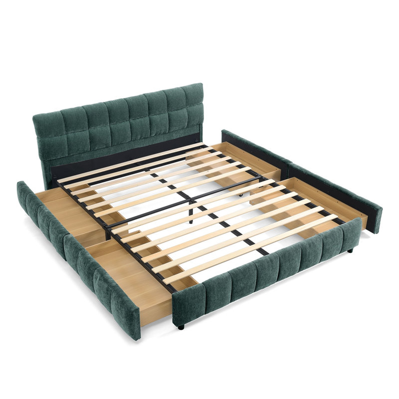 Queen Size Upholstered Bed ,Comfortable Upholstered Bed Frame, With Headboard And Solid Bed Frame. With Drawer For Storage.(88.5''*68.5''*31'')