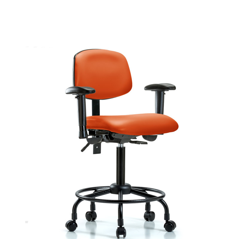 Otis Vinyl Drafting Chair, Casters, Not Included, Orange