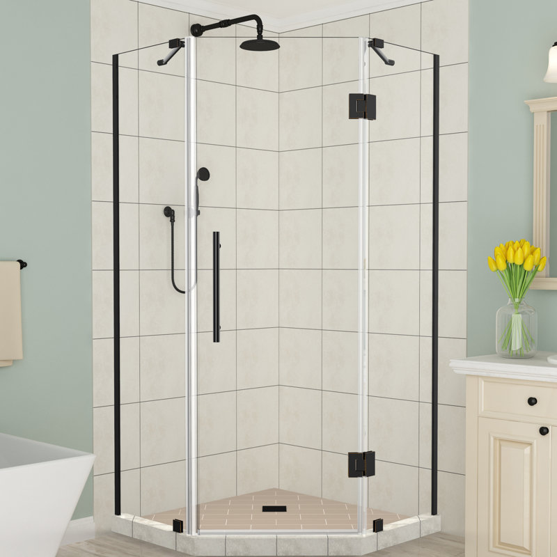 Merrick Frameless 40" x 72" Neo-Angle Hinged Shower Enclosure, Clear