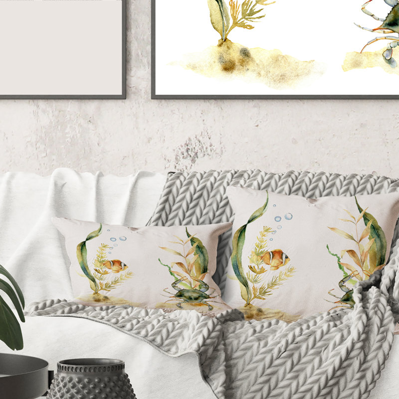 Tropical Fish with Algae and Air Bubble Rectangular Pillow Cover & Insert