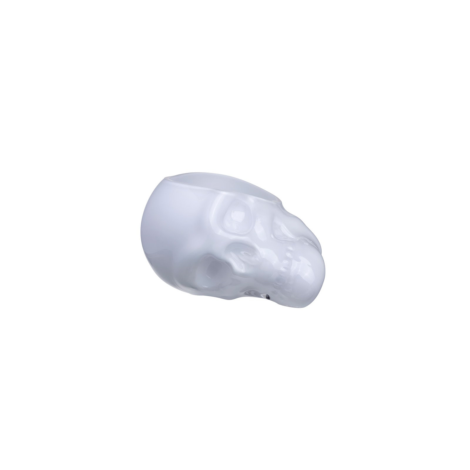 Memento Mori Handmade Lead Free Crystal Decorative Bowl 1, 3.19" H x 5.28" W x 5.12" D, Opal White