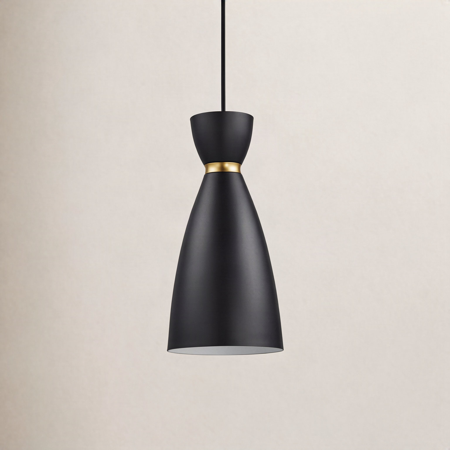 Single Light Aluminum Aluminium Dimmable Pendant, Satin Brass/Black