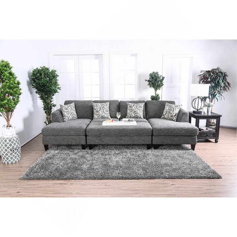 Ensemble de canapé modulaire 5 pièces en chenille gris