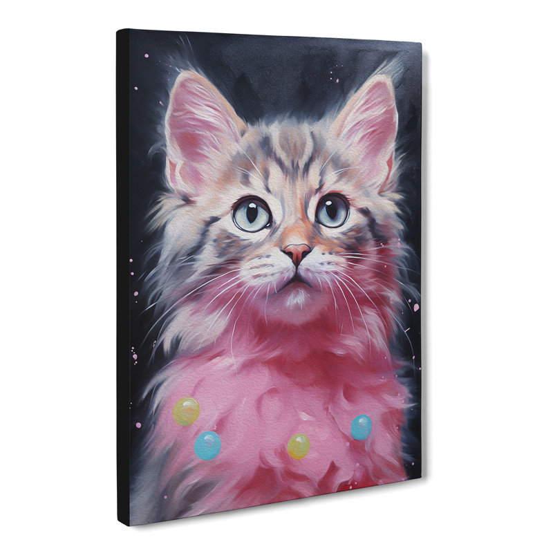 Cat Bubble Gum - Wrapped Canvas, 50cm H x 35cm W x 3cm D