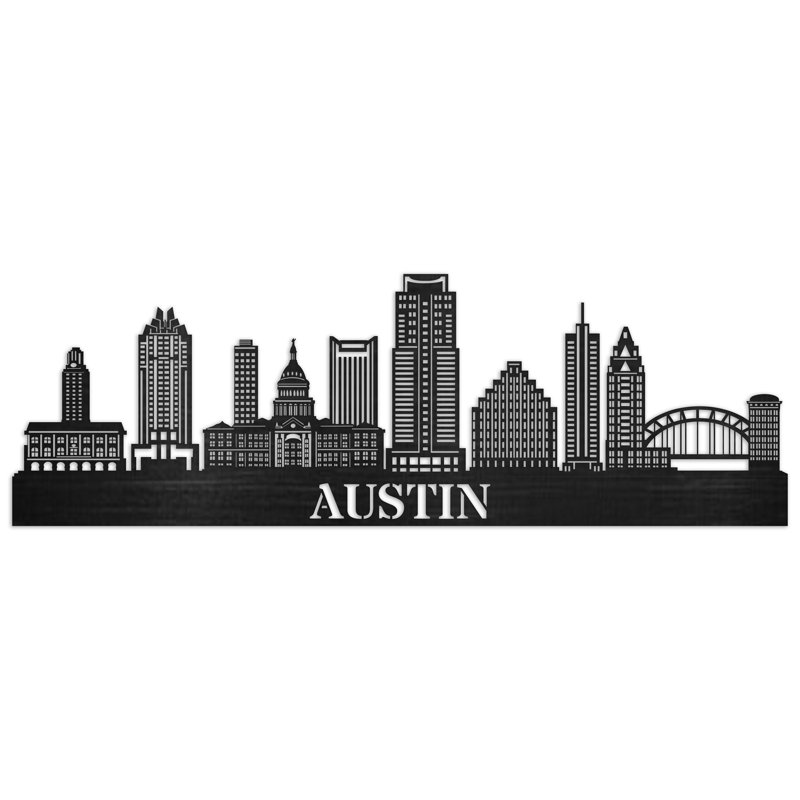 Handmade Modern Austin Wall Decor on Solid Wood, 13" H x 46.5" W x 0.25" D, White