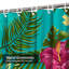 Rideau de douche sans soudure à motif de feuilles tropicales bleu vert et bleu sarcelle avec 12 crochets-2066005238