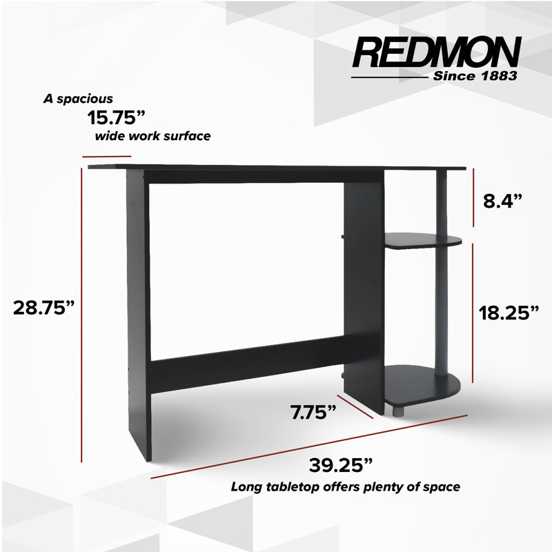  Computer Laptop Media Desk for Home or Office with Storage Shelves, Black