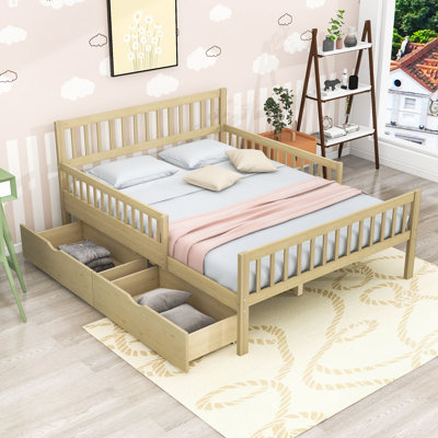 Lit plateforme en bois 2 tiroirs avec tête et pied de lit