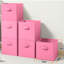  Ensemble de 6 bacs de rangement en tissu avec poignées pliables pour tablettes, rose vif-24793496