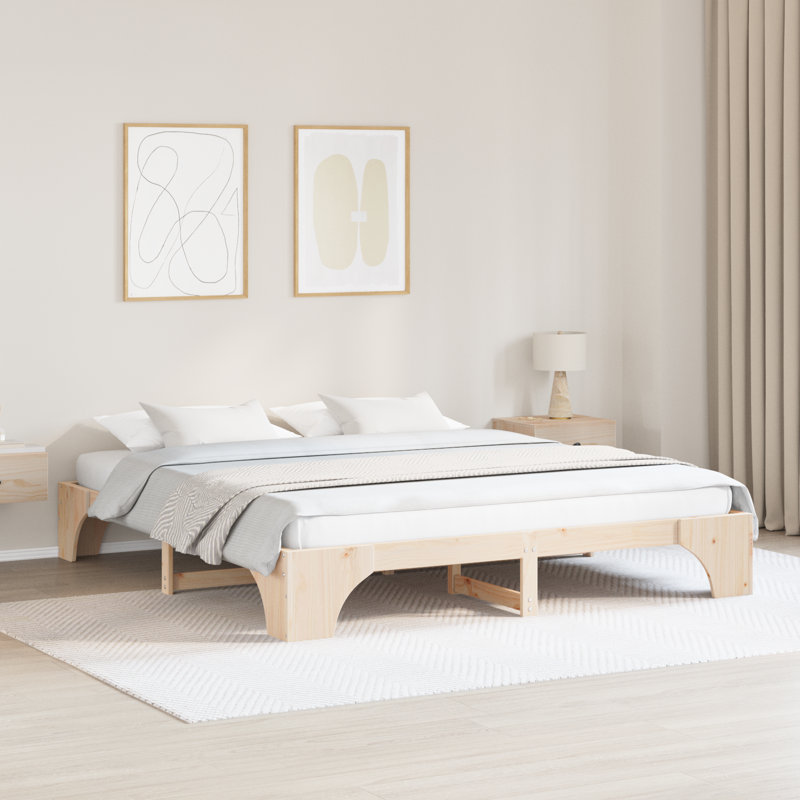 Bed Frame Wood Minimalistic Bed Frame, Natural, Super King (6')