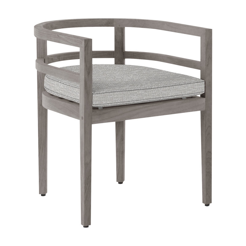Chaise avec accoudoirs d'extérieur en teck Santa Barbara, Welt, Caramel tweed, Teck huître