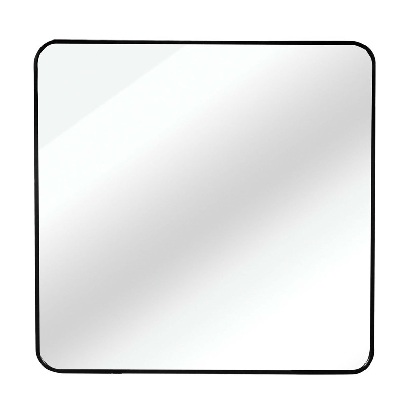 Wall-mounted Square Bathroom Mirror with Premium Frame and Safety Features, Ideal for Modern Interior Decor., 36" x 36"