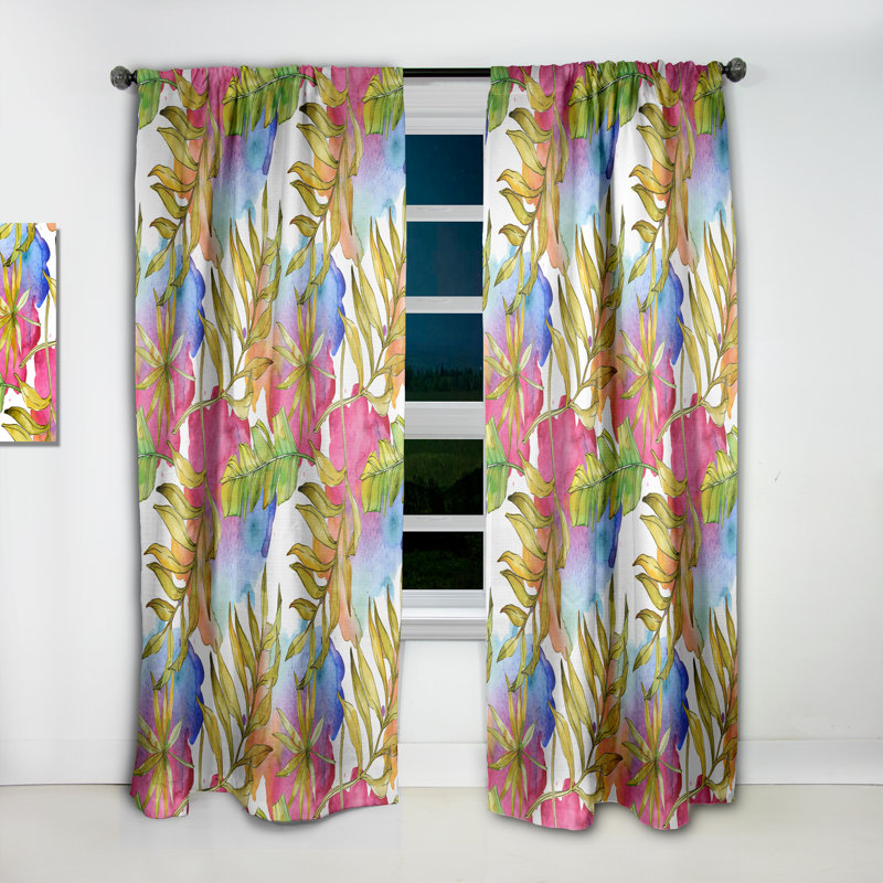 Panneau de rideau simple occultant tropical Mid-Century, L 52 po x L 120 po