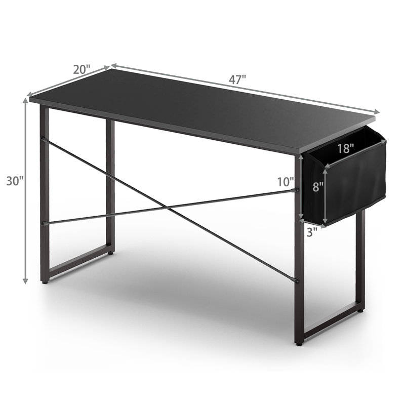 Bureau Modern, Noir / Noir, H 30 po x l 47 po x P 20 po
