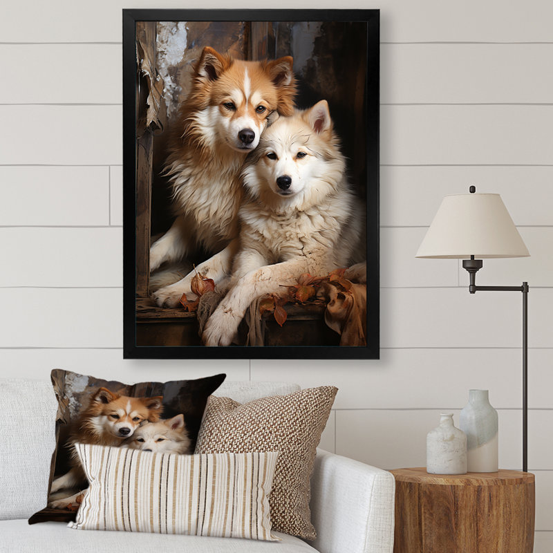 Chien Akita Affection II - impression, Cadre simple noir, H 44 po x l 34 po x P 1,5 po