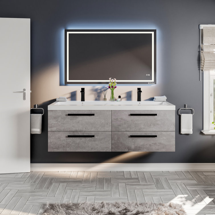 Zakis 57'' Double Bathroom Vanity with Acrylic Top