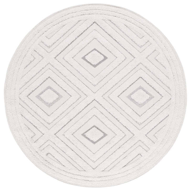 Tapis d'intérieur / extérieur à motif géométrique Amrou Performance, Rond 6 pi 7 po