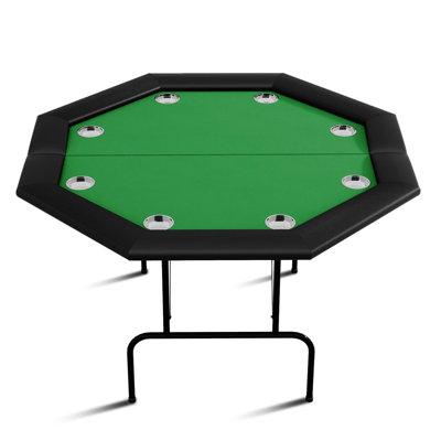 8 - Player Foldable Poker Table With 8 Stainless Steel Cup Holders