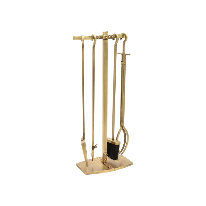 4-Piece Fireside Companion Set, Brass