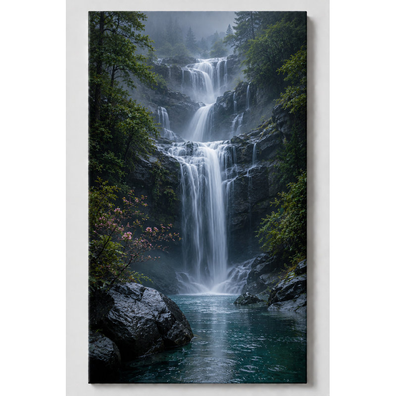 Grande chute d'eau nature, impression sur toile Misty Forest