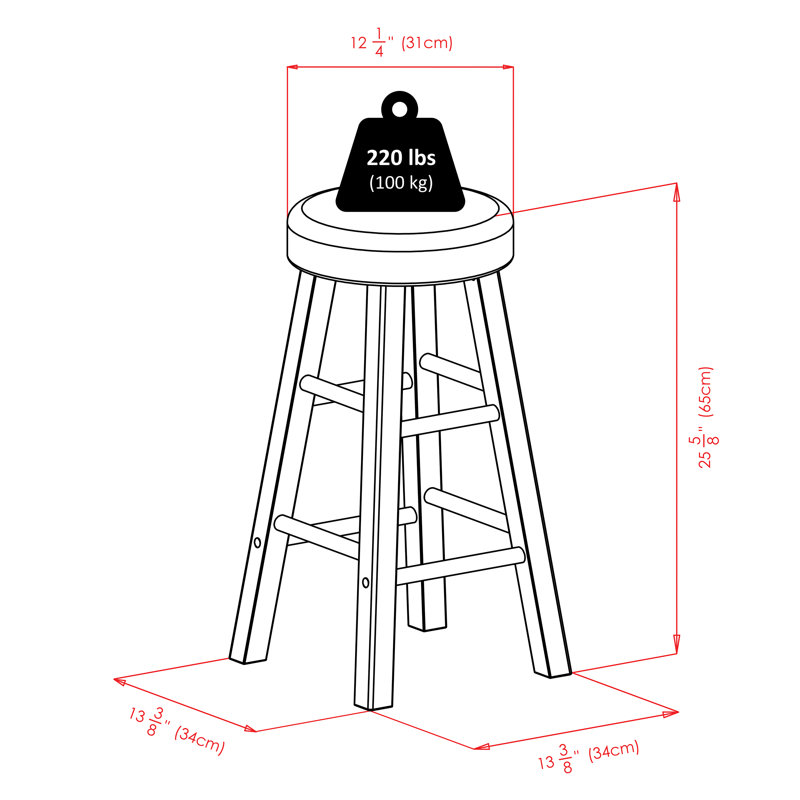 Tabouret de bar et de comptoir Zachery, Tabouret de comptoir (assise à une hauteur de 25,