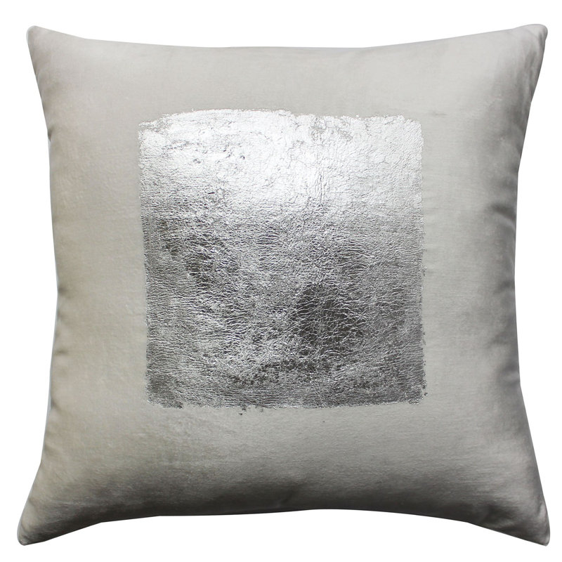 Verona Velvet Square Pillow Cover & Insert, Ivory/Silver