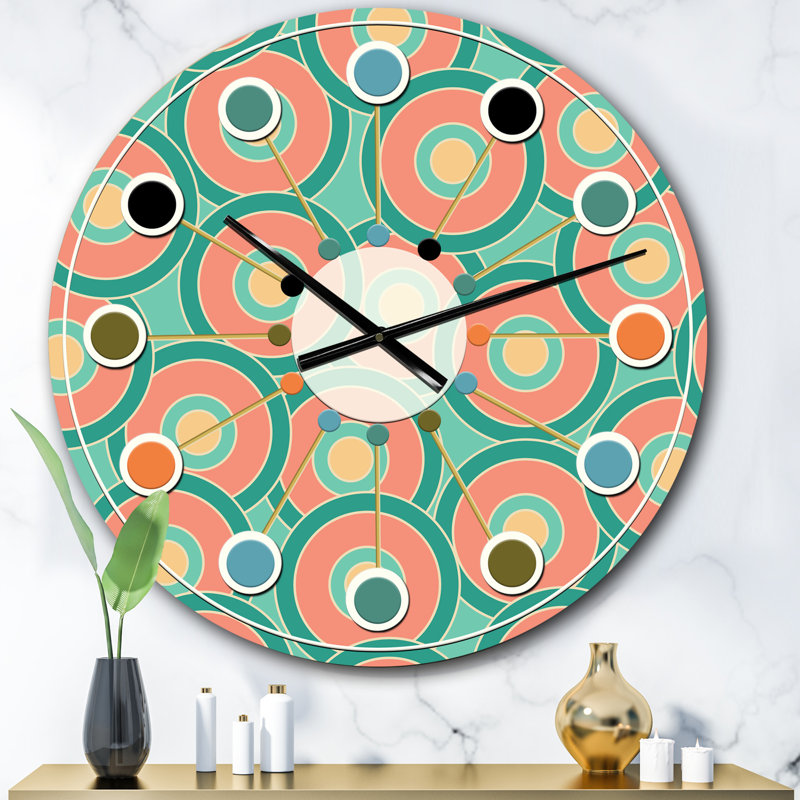 Horloge murale rétro Mid-Century, Surdimensionné