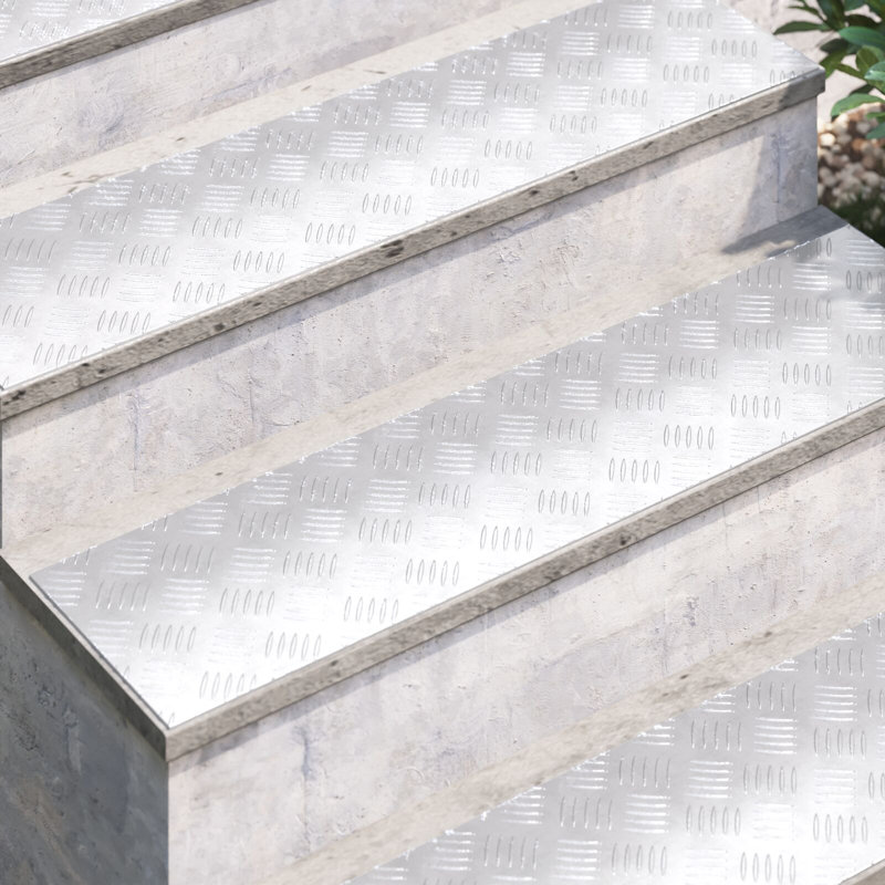 Aluminium Stair Treads Rectangular, Silver, Rectangle 25cm x 100cm